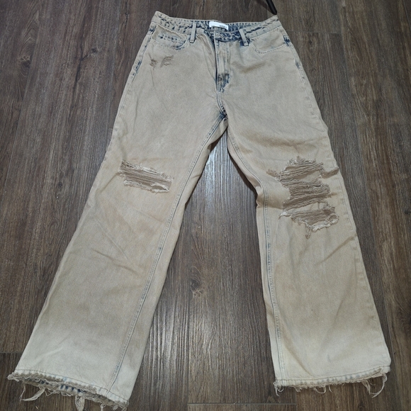 Vervet Distressed Straight Leg Jeans Tan Beige Wash Women’s Size 30 - Picture 7 of 11